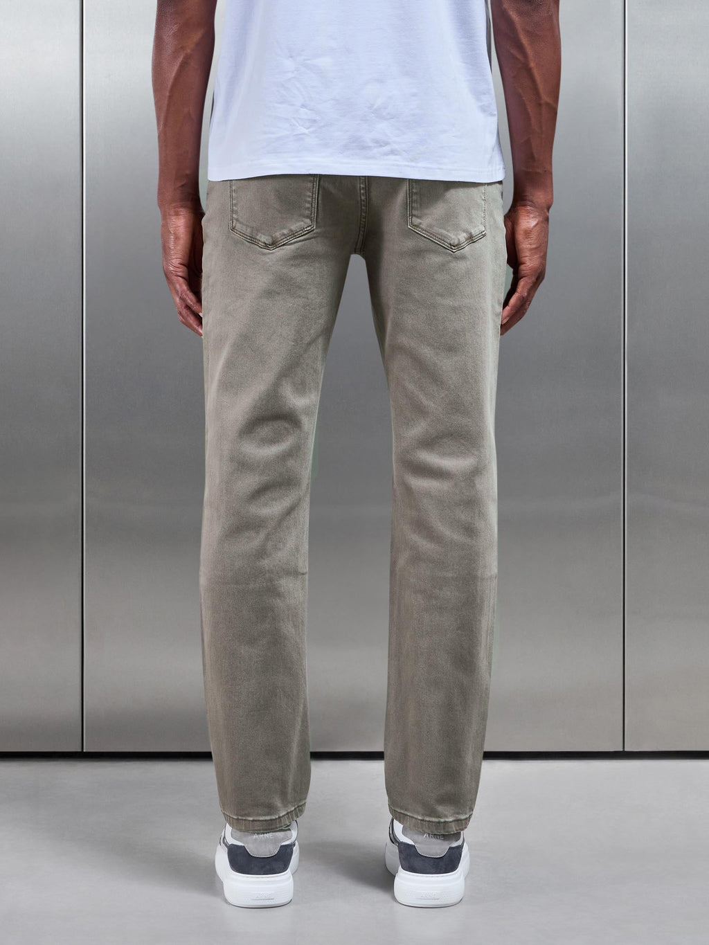 Straight Leg Denim Jeans in Olive